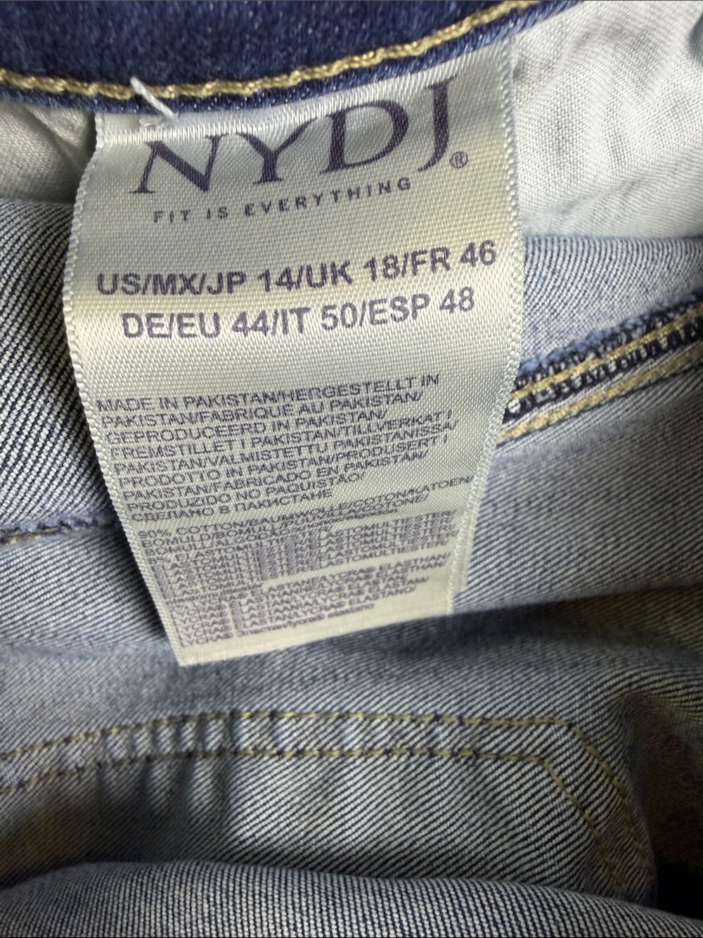 NYDJ Teresa Wide Leg Jeans in Medium Blue Denim Size 14 - Picture 9 of 9